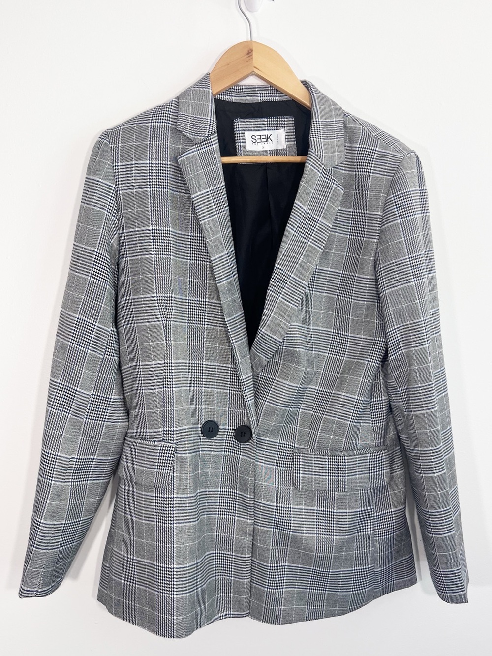 SEEK The Label Oversized Black and White Plaid Blazer Size Small